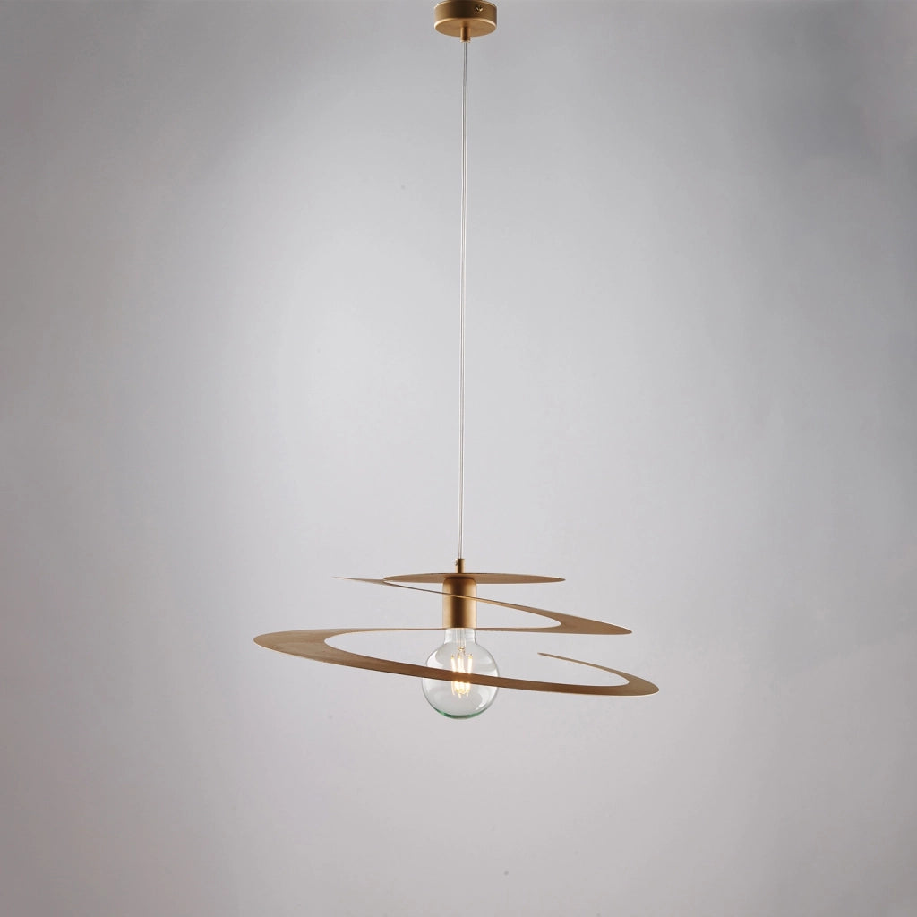Sospensione Moderna 1 Luce Spring Ferro Laccato Oro Taglio Laser