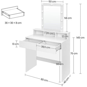 Toeletta Trucco Los Angeles Specchio Led Freddo Caldo Specchiera Makeup Cassetti