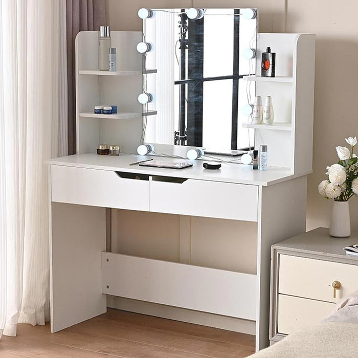 Toeletta Trucco Beatrice con Specchio 10 Luci Led Freddo e Caldo Specchiera