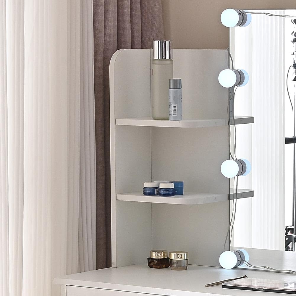 Toeletta Trucco Beatrice con Specchio 10 Luci Led Freddo e Caldo Specchiera