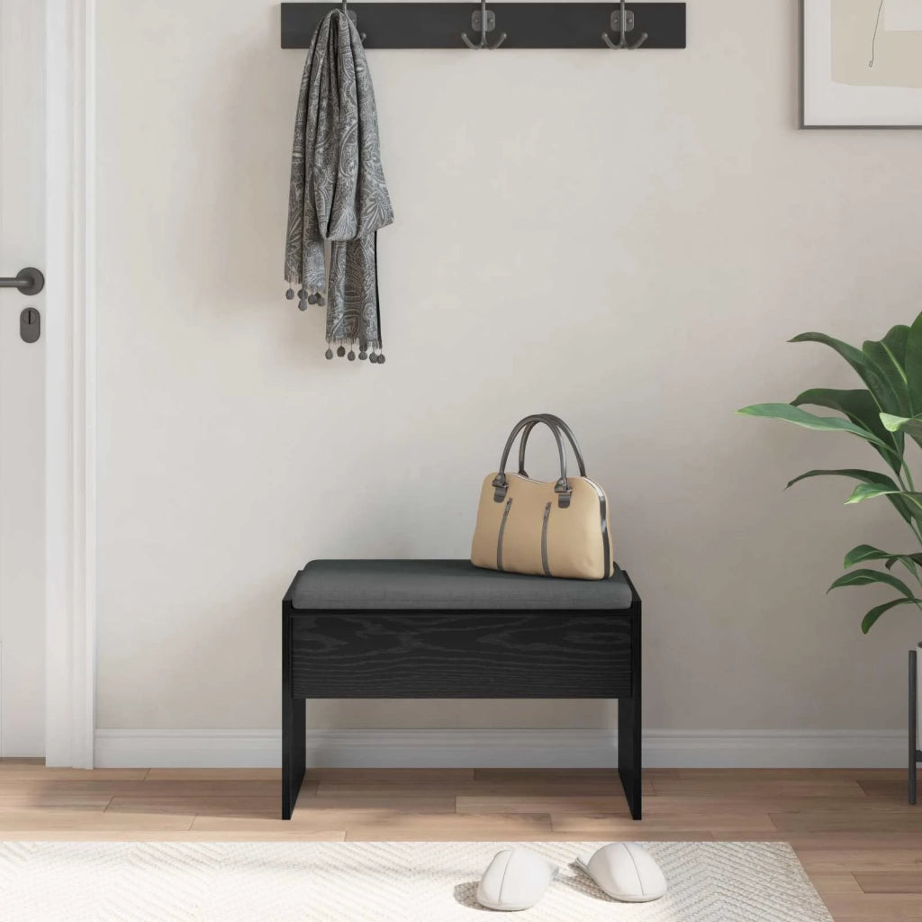 Panca per ingresso con cuscino Rovere Nero 63 x 38 x 40 cm