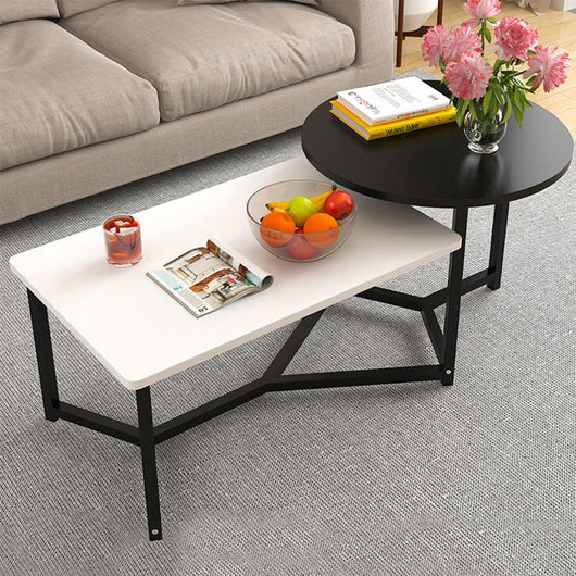 Tavolino Basso da Caffè 2 Ripiani Luxury Tavolo Salotto Struttura Metallo Nero