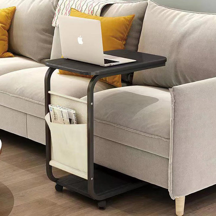 Tavolino Ausiliario Nero con Ruote Design Moderno Letto Divano Borsa Portaoggetti