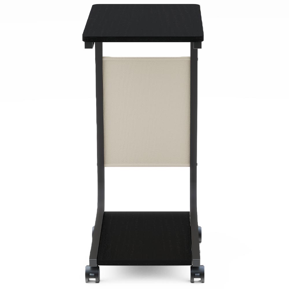 Tavolino Ausiliario Nero con Ruote Design Moderno Letto Divano Borsa Portaoggetti