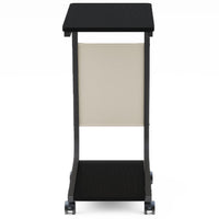 Tavolino Ausiliario Nero con Ruote Design Moderno Letto Divano Borsa Portaoggetti