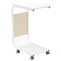Tavolino Ausiliario Bianco Ruote Design Moderno Letto Divano Borsa Portaoggetti