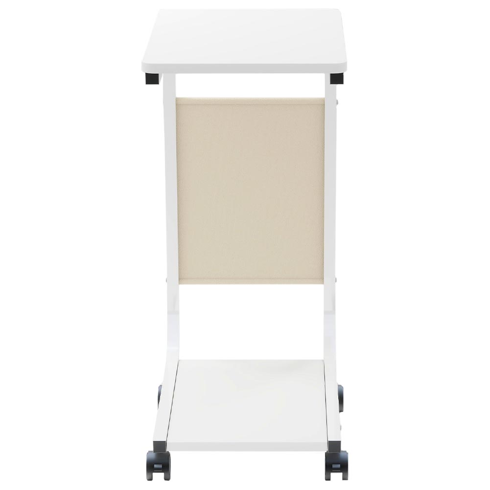 Tavolino Ausiliario Bianco Ruote Design Moderno Letto Divano Borsa Portaoggetti