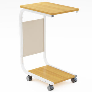 Tavolino Ausiliario Quercia Ruote Design Moderno Letto Divano Borsa Portaoggetti