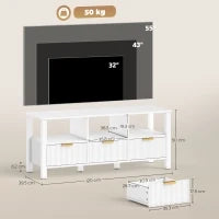 Mobile TV Moderno con 3 Cassetti e 3 Ripiani Aperti per Televisori 109,2-139,7 cm 120x39,5x50 cm Bianco