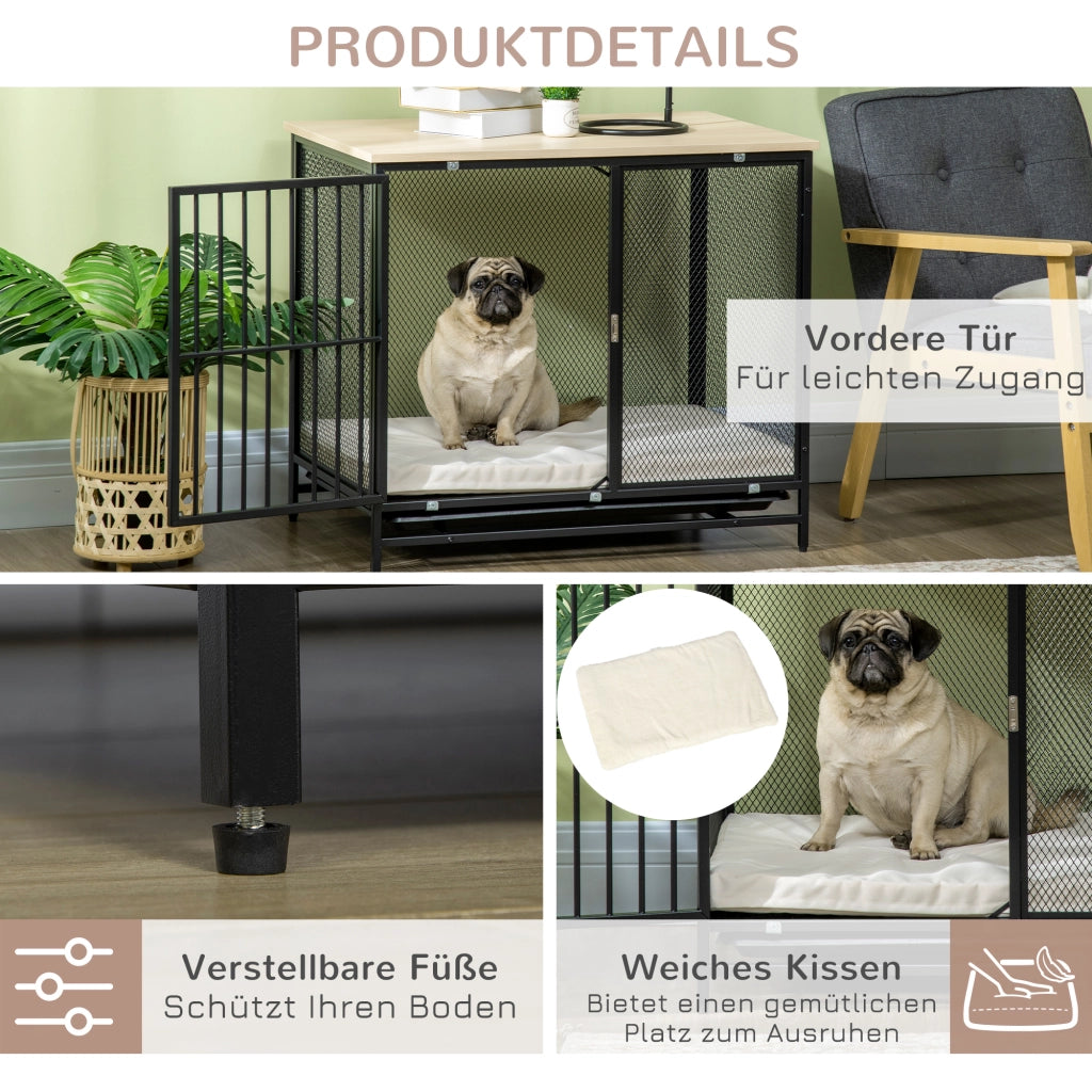 Gabbia per Cani Trasportino ¨C Xylo ¨C Impermeabile con Vaschetta Estraibile Nero 80x55x71cm