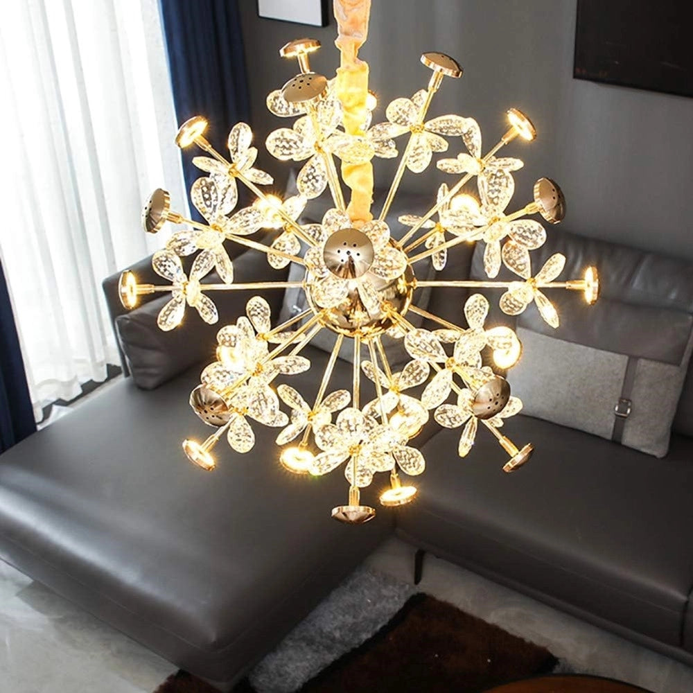 Trade Shop - Lampadario Circolare Creativo A Petalo Cristallo Illuminazione Lampada Camera 92075 -