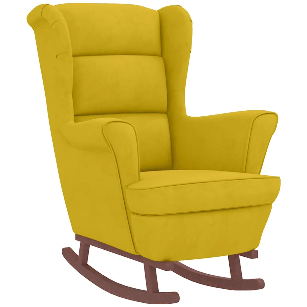 Sedia a dondolo con schienale alto in velluto giallo 3121237