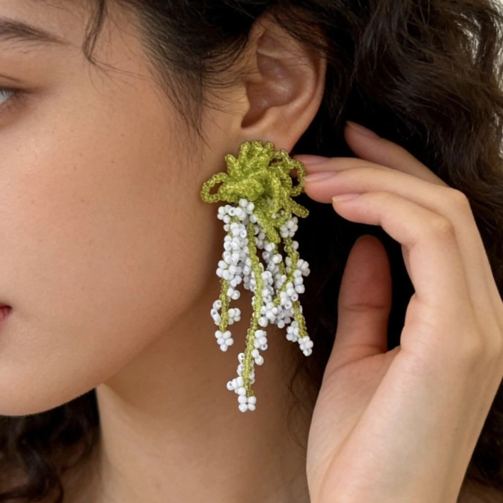 Orecchini a fiore con nappe e perline, orecchini stile vacanza, orecchini a perno da donna che stimolano la dopamina.