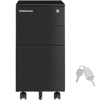 Cassettiera da Ufficio Mobiletto per Documenti Serratura Asta per Schedario Nero