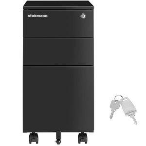 Cassettiera da Ufficio Mobiletto per Documenti Serratura Asta per Schedario Nero