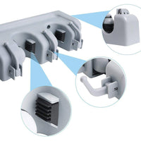 Portascope da Muro 5 Posti 6 Ganci Rastrelliera Porta Scopa Utensili Salvaspazio