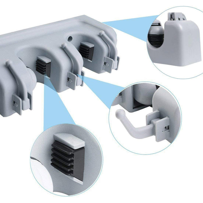 Portascope da Muro 5 Posti 6 Ganci Rastrelliera Porta Scopa Utensili Salvaspazio