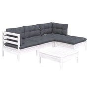 Set di mobili da giardino mobili da esterno 5 pezzi con cuscini legno di pino bianco 02_0016302