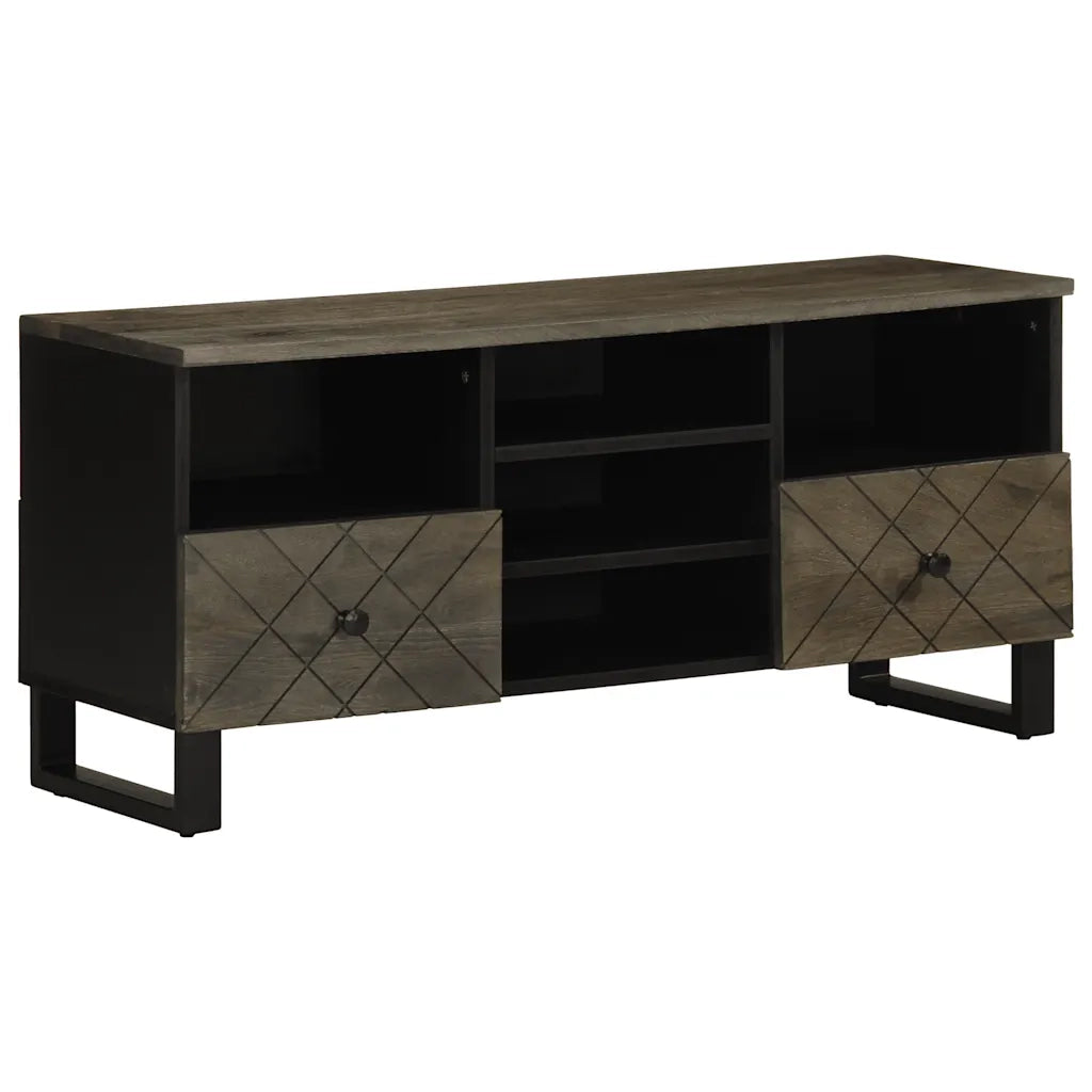 Mobile Porta TV Nero 100x33x46 cm in Legno Massello di Mango
