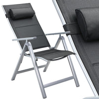 Set 2 Sedie da Giardino Alluminio Schienale Alto Extra imbottito Pieghevoli Nero