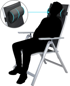 Set 2 Sedie da Giardino Alluminio Schienale Alto Extra imbottito Pieghevoli Nero