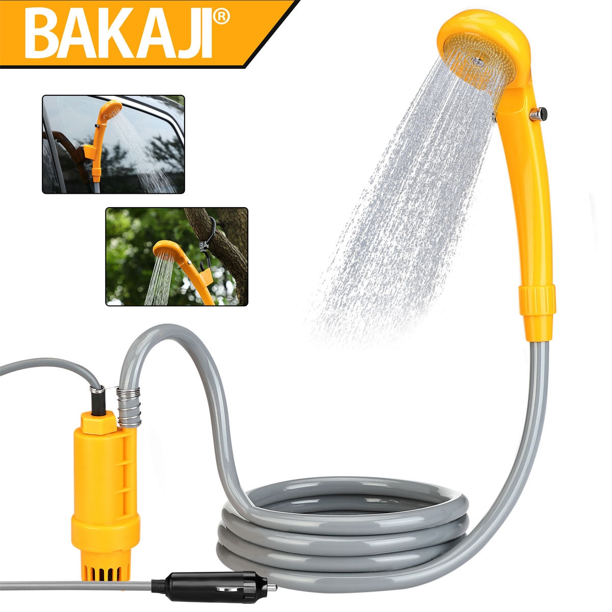 Doccia da Campeggio 12V Cavo Alimentazione 5m Lavaggio Auto con pompa Immersione