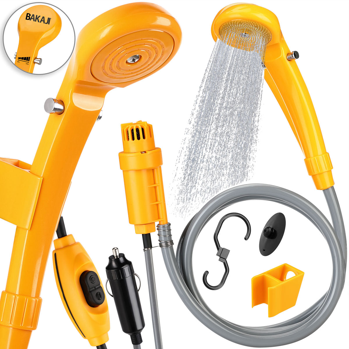 Doccia da Campeggio 12V Cavo Alimentazione 5m Lavaggio Auto con pompa Immersione