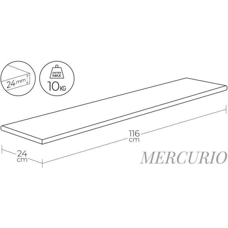 Mensola in legno Mercurio verniciato noce 2,4x24x116 | La massima espressione di stile e funzionalità