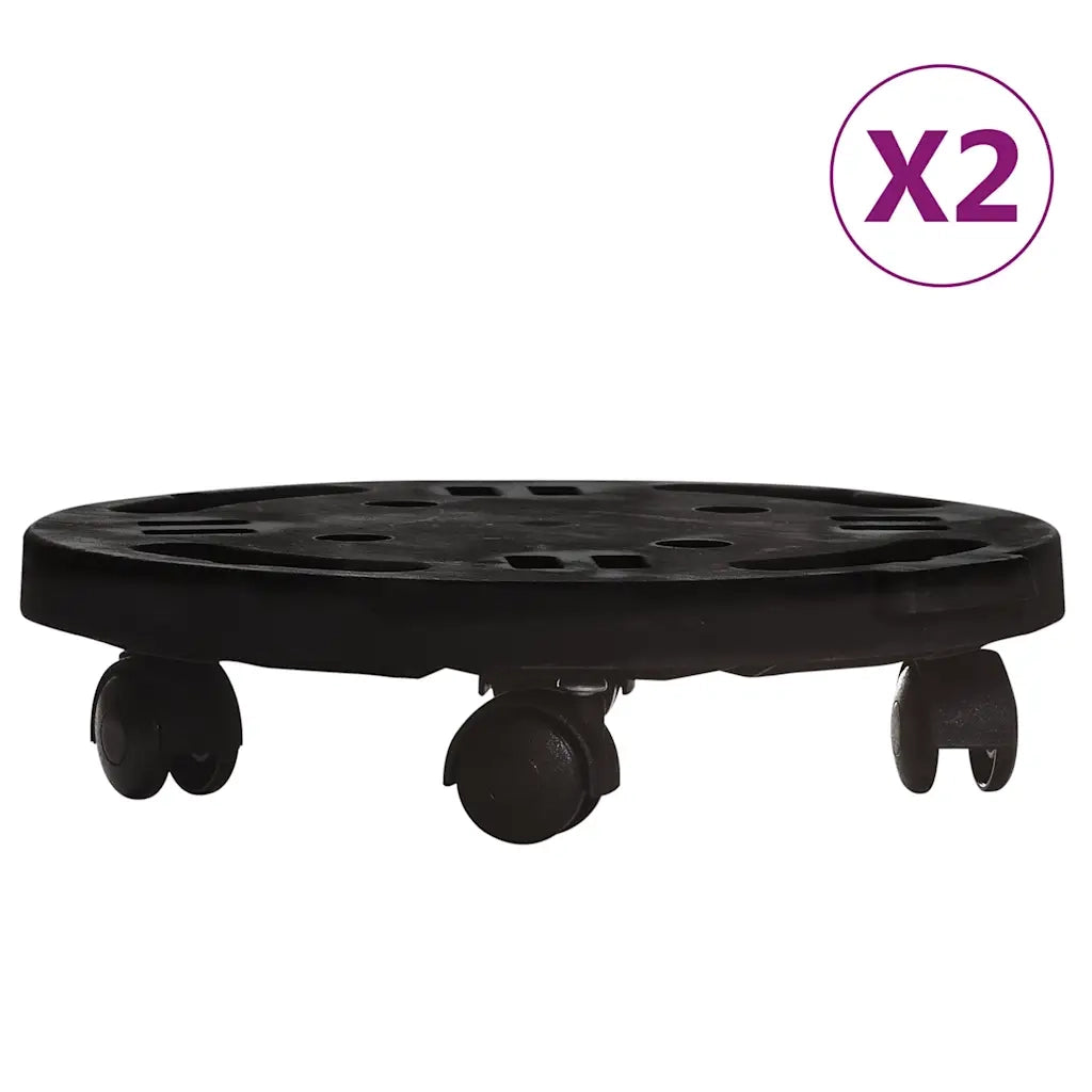 Carrelli per Piante con Ruote 2 pz Diametro 30 cm Neri 170 kg 3143915