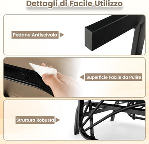 Panca a Dondolo da Giardino a 2 Posti, Panchina a Dondolo in Metallo con Cuscini, 124,5 x 89 x 73 cm, Carico Massimo 300kg, Sedia a Dondolo da Esterno Giardino Terrazza (Khaki)