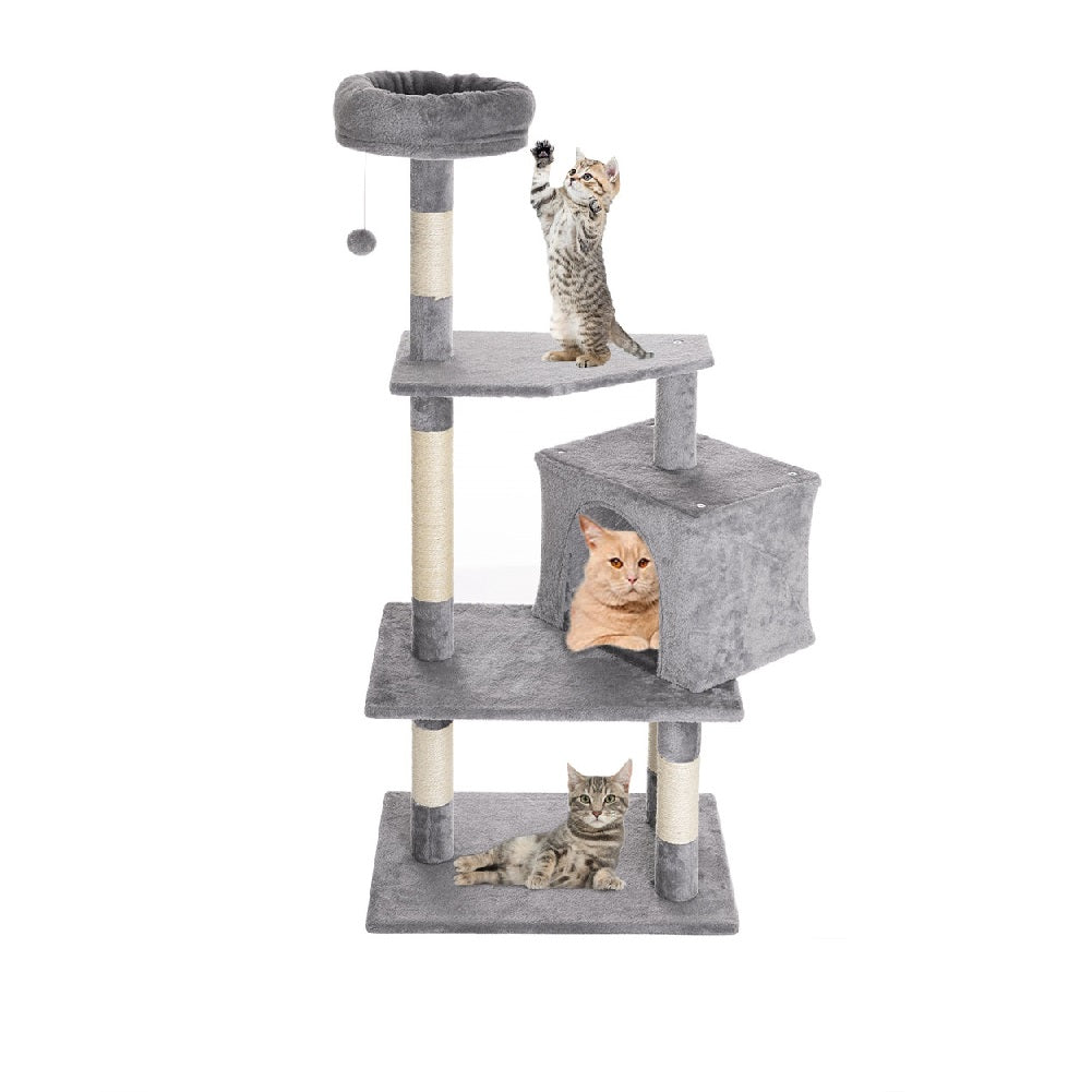 Tiragraffi Gioco Gatti Albero Rifugio Graffiatoio 5Piani 1Palla 1Cuccia Coperta Felini