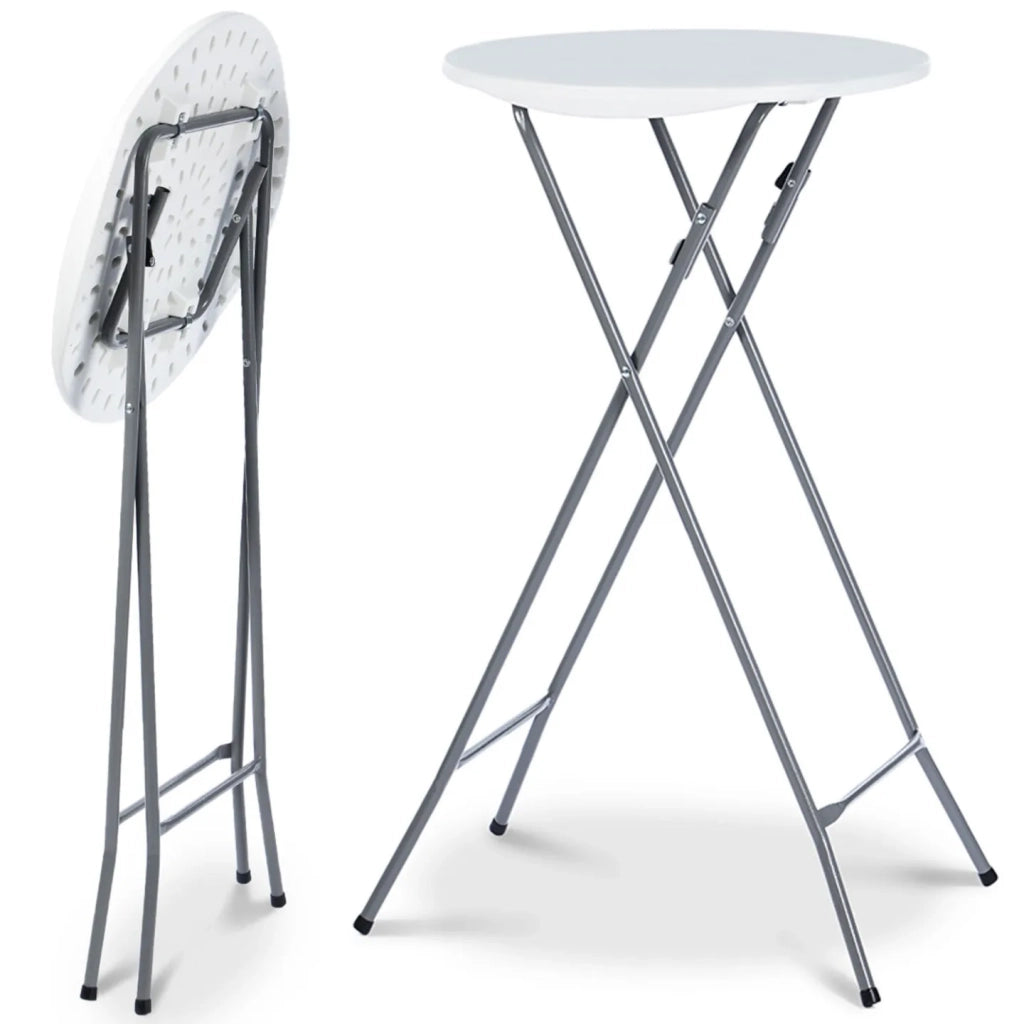 IDMarket - Set di 2 tavoli alti pieghevoli 105 CM e 2 coperture nere