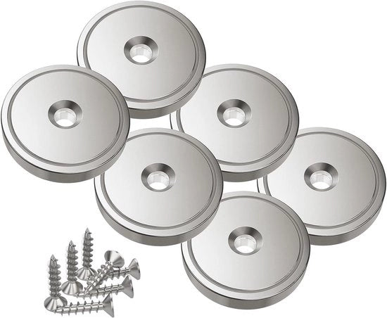 Magneti a disco forti con foro - 40 kg di forza di trazione - 6 pezzi - 32 x 8 mm
