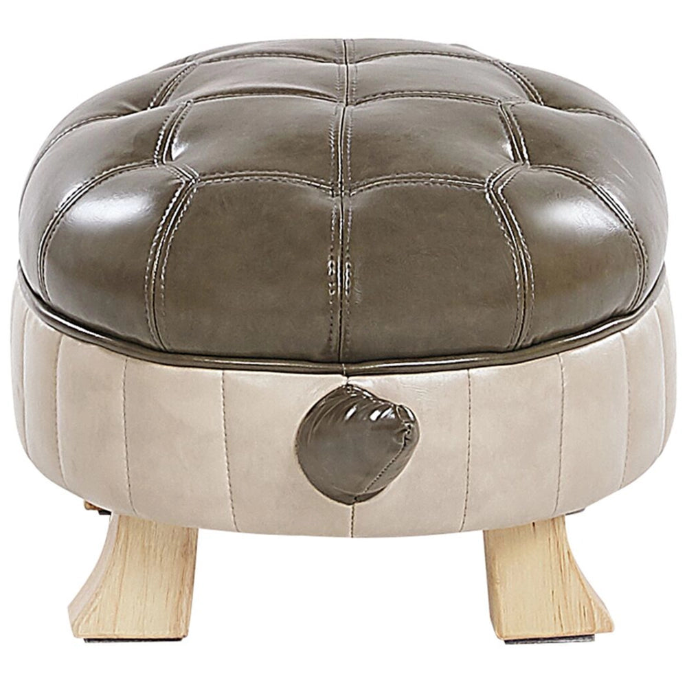 Pouf animaletto Sgabello per bambini Poggiapiedi in ecopelle verde Gambe in legno Sedile per cameretta dei bambini