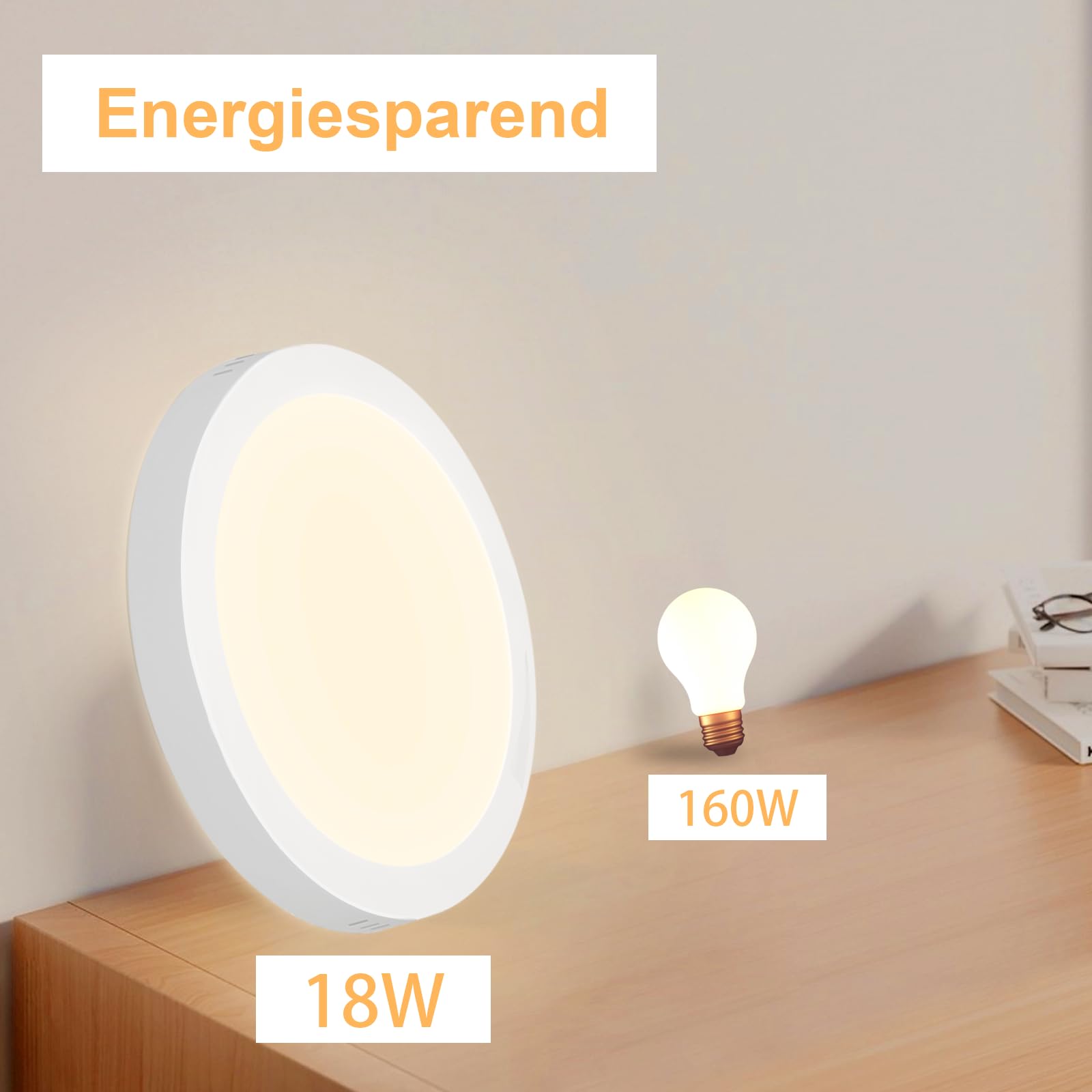 ZMH Lampada da soffitto LED set 2 pezzi tonda 18W 3000K 23cm bianca caldo moderna per corridoio interno