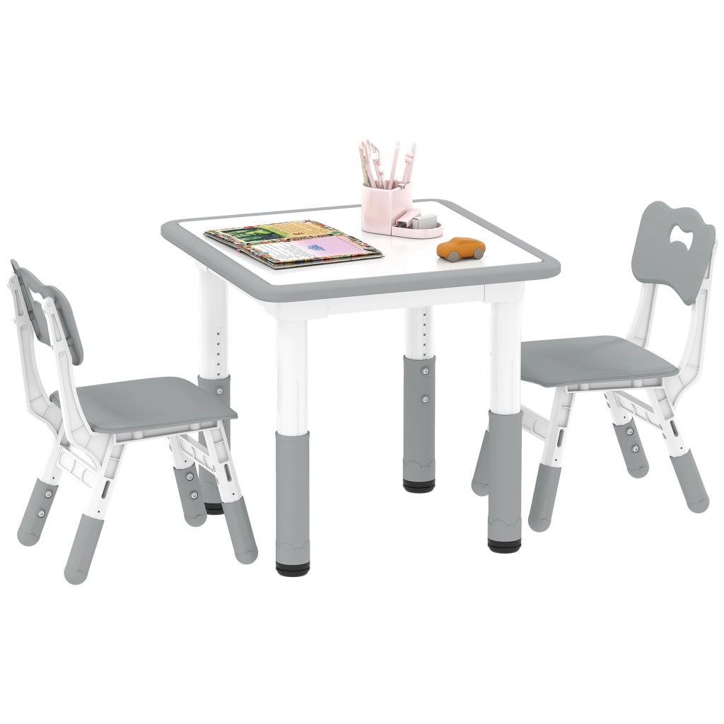 Tavolo e 2 Sedie per Bambini Regolabili in Altezza ¨C zephmum ¨C Legno e Metallo