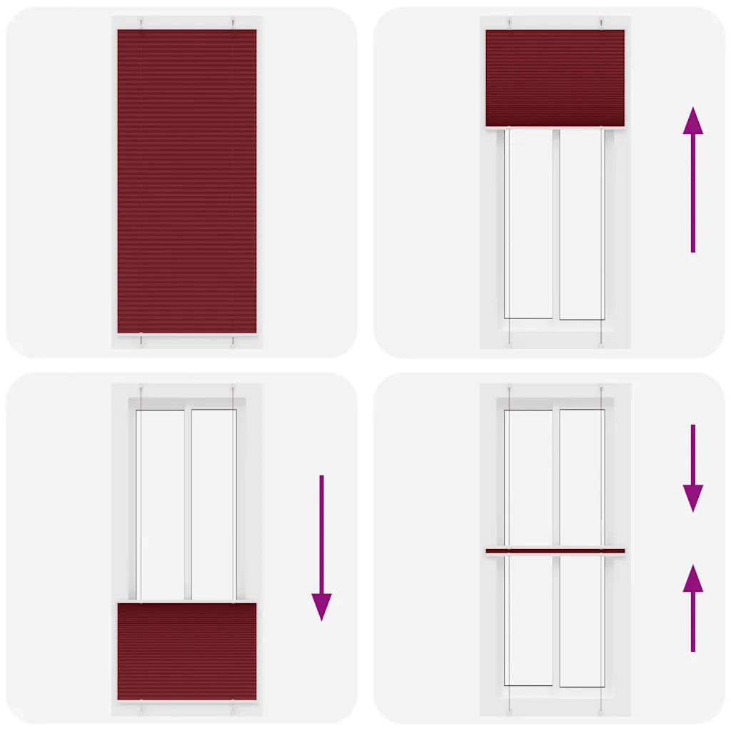 Tenda Plissettata Rosso Bordeaux 90x200 cm Larghezza Tessuto 4015260