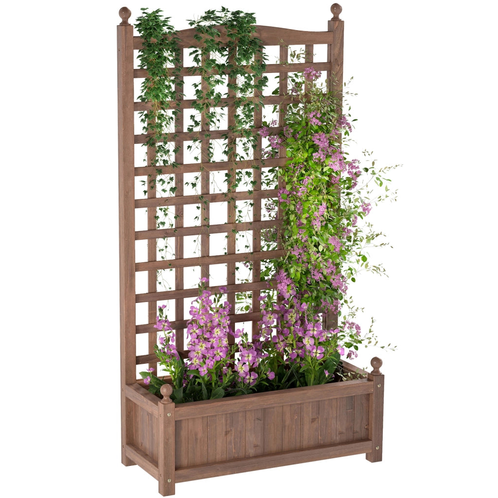 Fioriera con Griglia e Piedistallo ¨C zephmum ¨C Legno di Pino Trattato 64x28x120 cm