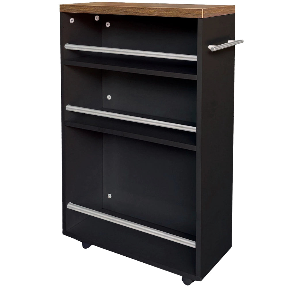 Carrello Portaoggetti Cucina Slim Salvaspazio Nero Industrial Multiuso con Ruote