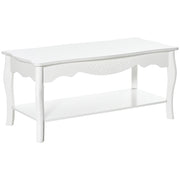 EasyComfort Tavolino da Salotto con Ampio Ripiano Portaoggetti Inferiore in Legno, 94x44x43cm, Bianco