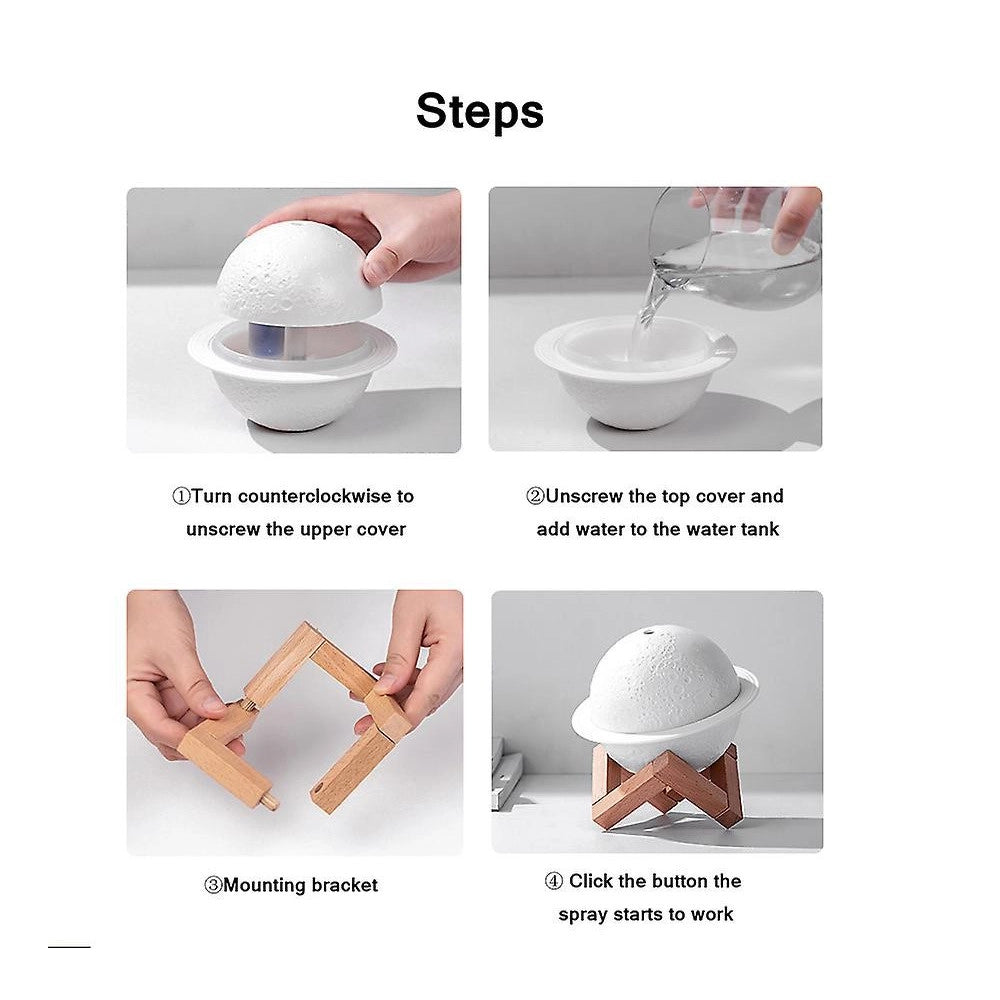 Trade Shop - Umidificatore Ultrasuoni Lampada Luna Luce Led Aromaterapia Diffusore Proiettore -