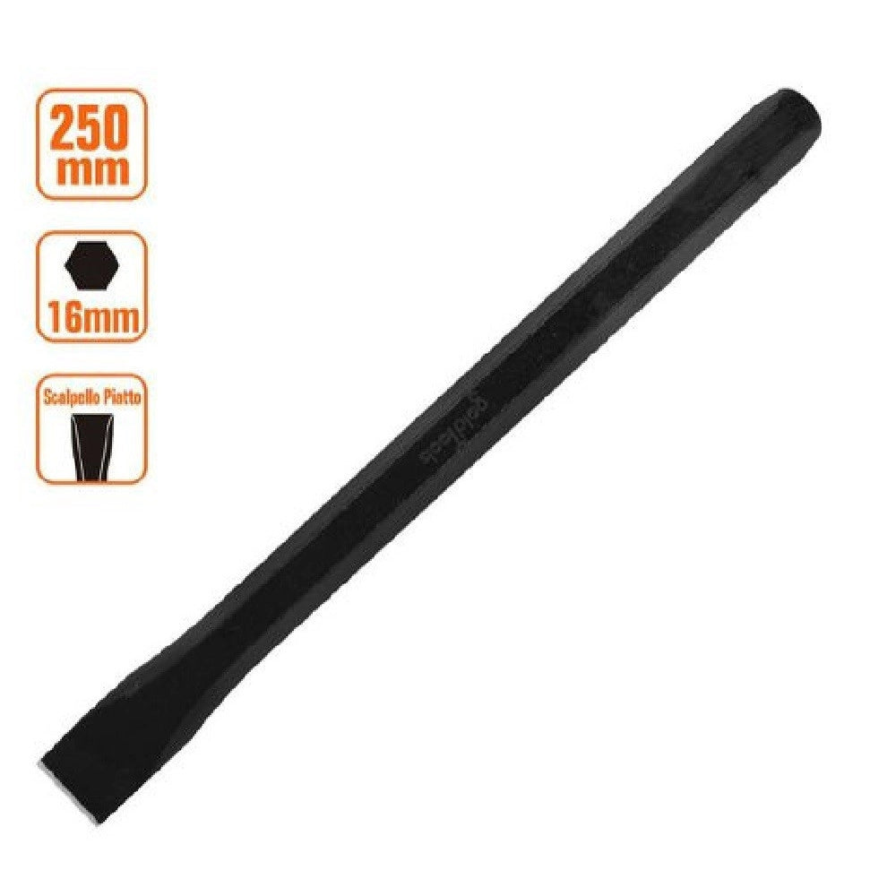 Trade Shop - Scalpello Piatto Attacco Esagonale In Acciaio 250x16 Mm Utilizzo Su Pietra 57016 -