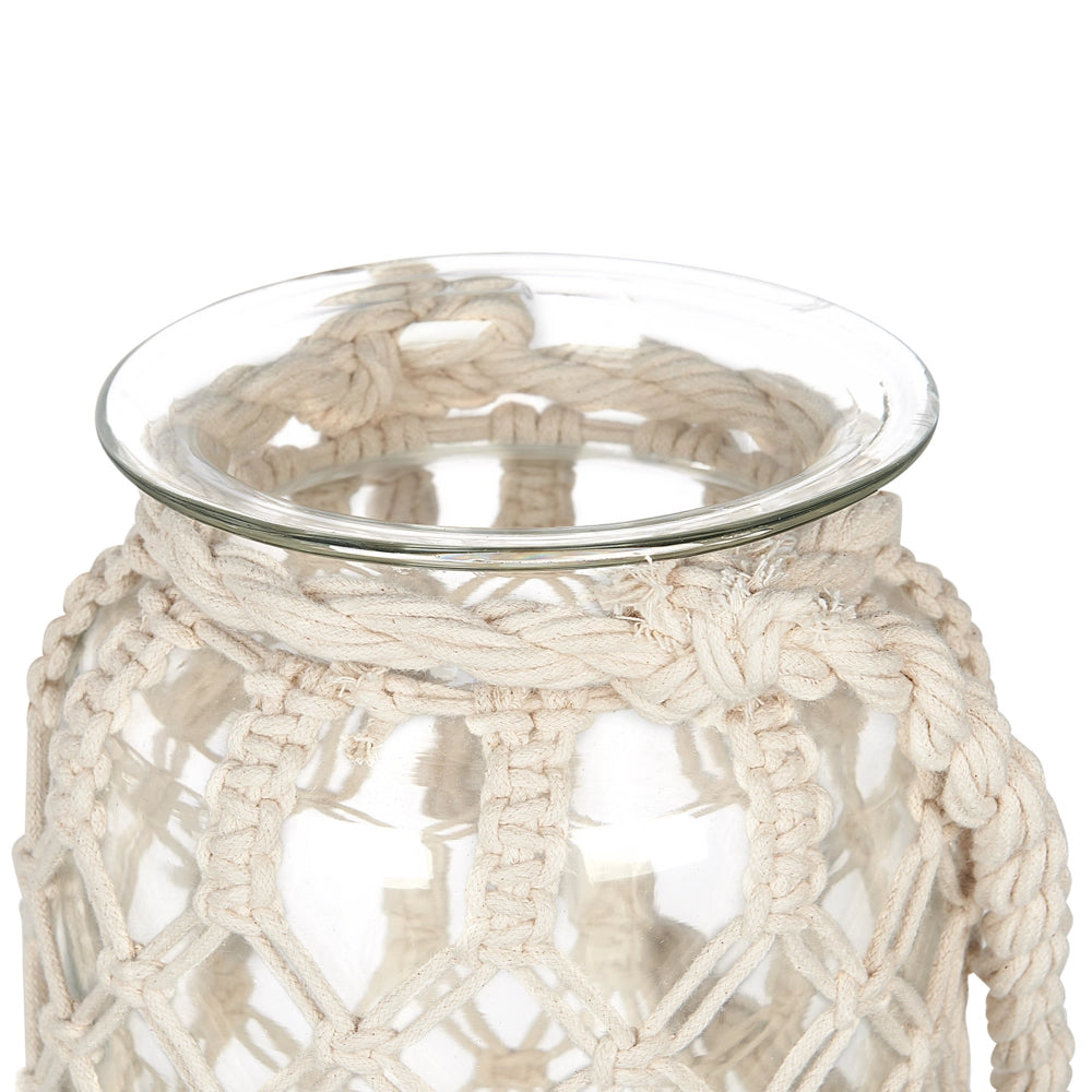 Lanterna in vetro per candela stile boho macramè barattolo di vetro decorazione per interni 31x20cm