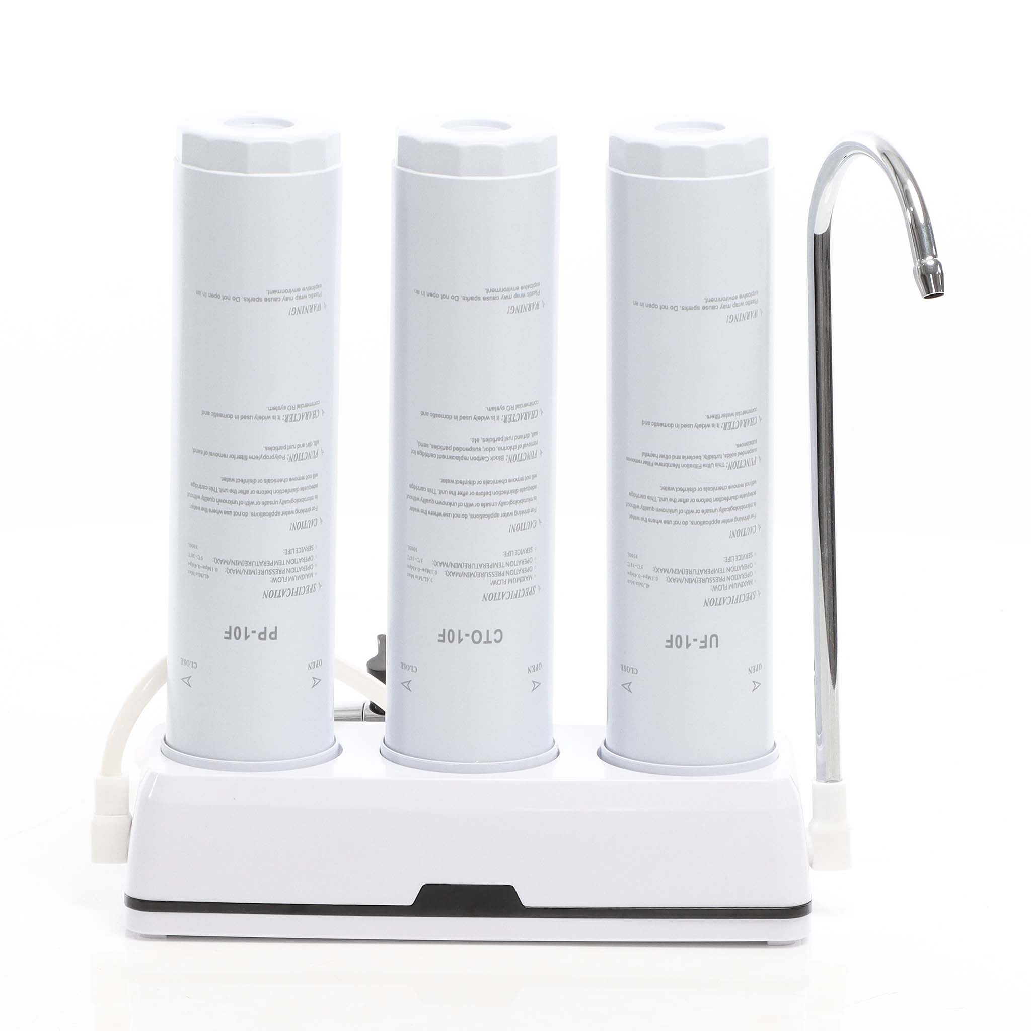 Naturewater Filtro acqua NW-3-PPCTOUF, Sistema di filtrazione a 3 livelli con cartucce, Filtro da banco