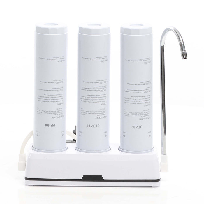 Naturewater Filtro acqua NW-3-PPCTOUF, Sistema di filtrazione a 3 livelli con cartucce, Filtro da banco