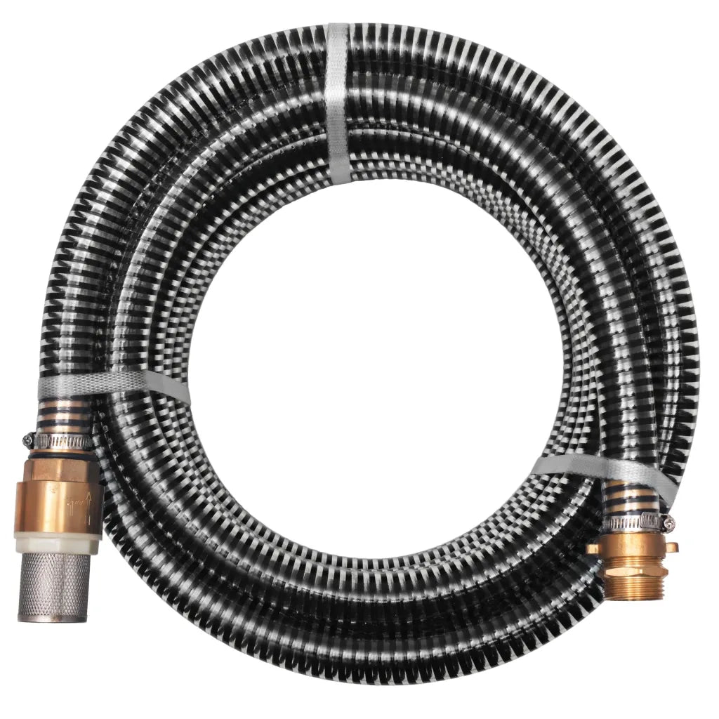 Tubo di Aspirazione con Connettori in Ottone 3 m 25 mm Nero