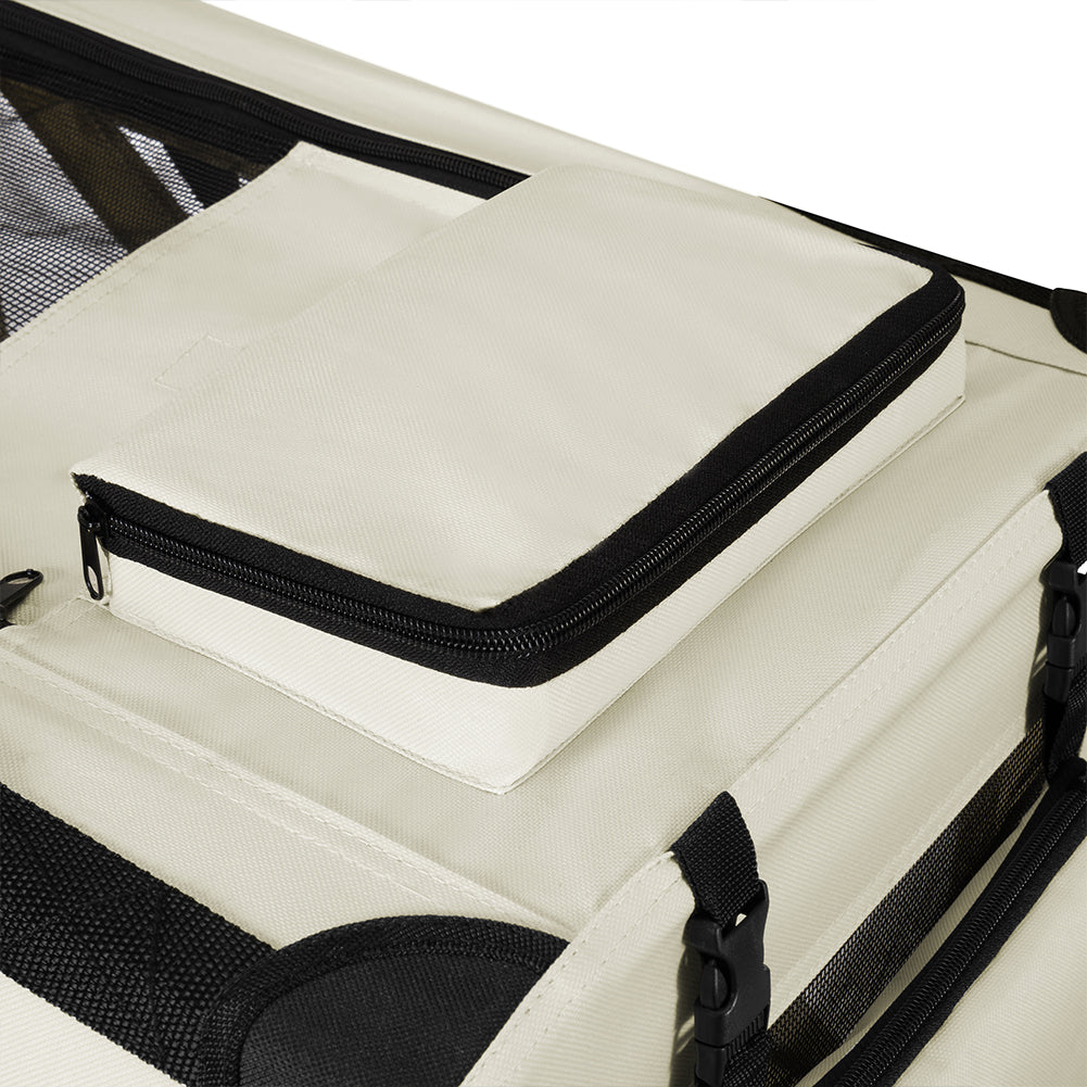 Trasportino per Animali Domestici Taglia S Gabbia Pieghevole Cani e Gatti Beige