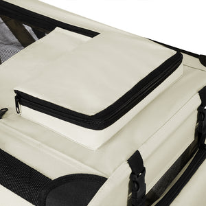 Trasportino per Animali Domestici Taglia S Gabbia Pieghevole Cani e Gatti Beige