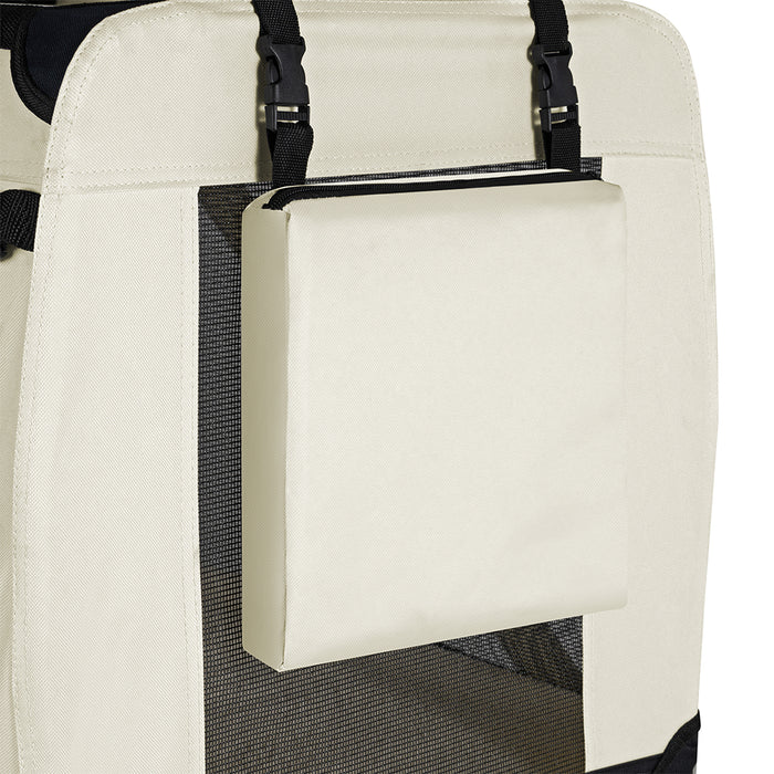 Trasportino per Animali Domestici Taglia S Gabbia Pieghevole Cani e Gatti Beige