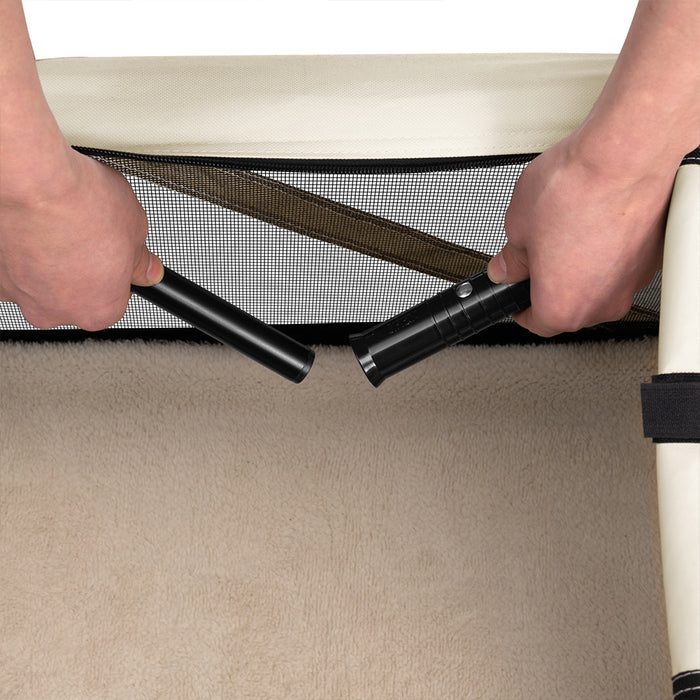 Trasportino per Animali Domestici Taglia S Gabbia Pieghevole Cani e Gatti Beige